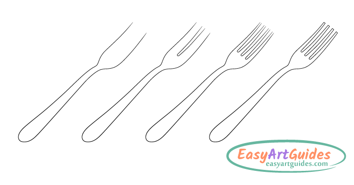 fork tines drawing step by step