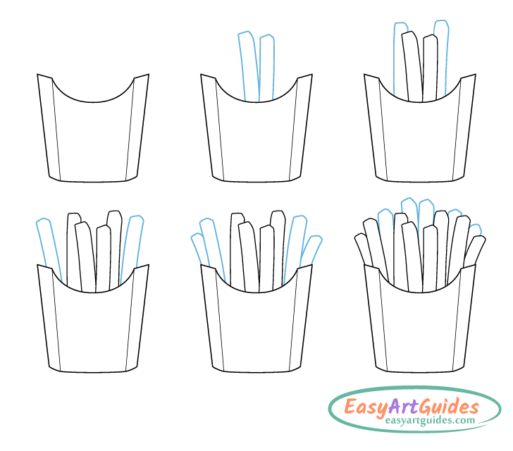 fries strips drawing step by step