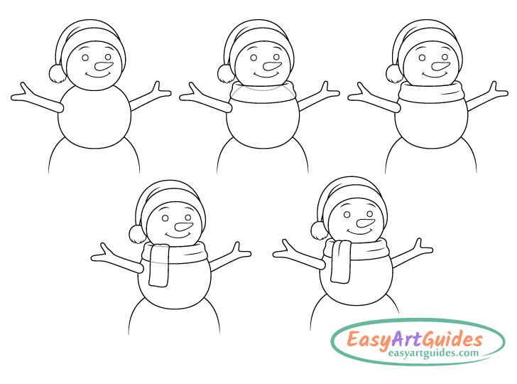 snowman scarf drawing step by step snowman scarf drawing step by step